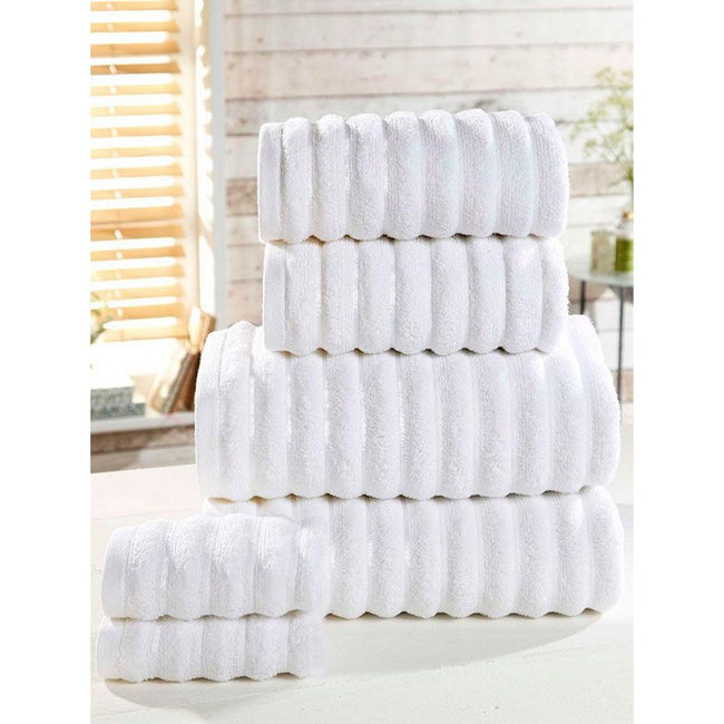 White - Front - Rapport Ribbed Towel Bale Set (Pack of 6)