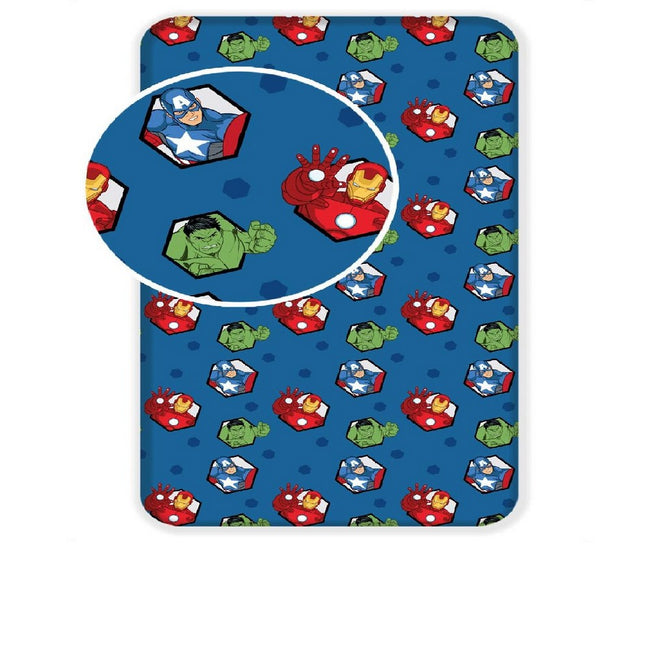 Blue-Red-Green - Front - Marvel Avengers Hexagon Fitted Sheet