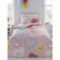 Pink-White-Blue - Back - Hearts Duvet Set