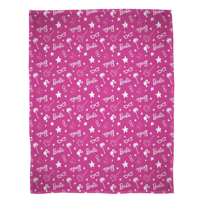 Pink-White - Front - Barbie Fleece Stars Blanket
