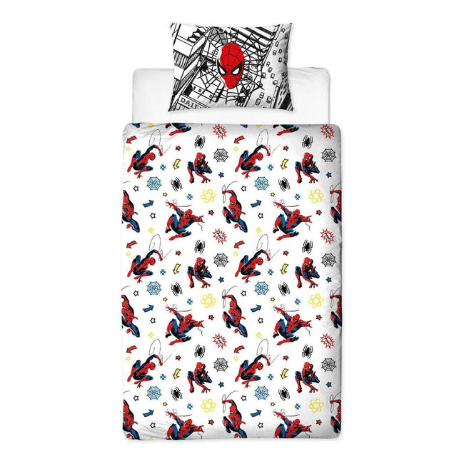 White-Black-Red - Back - Spider-Man Action Pose Duvet Set