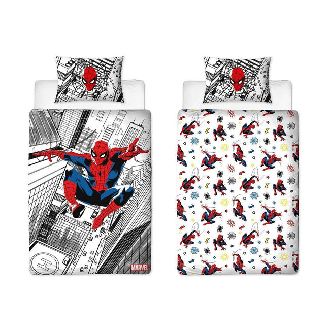White-Black-Red - Side - Spider-Man Action Pose Duvet Set