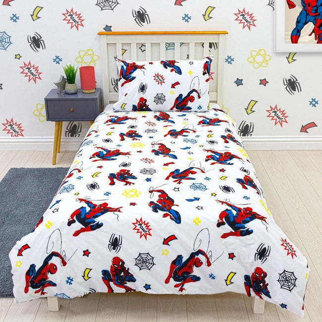 White-Black-Red - Close up - Spider-Man Action Pose Duvet Set