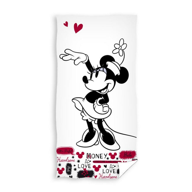 White-Black-Red - Front - Minnie Mouse Love Beach Towel