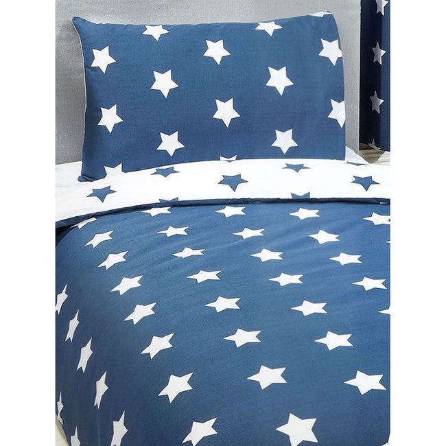 Navy Blue-White - Back - Bedding & Beyond Stars Duvet Set