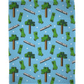 Blue-Green-White - Front - Minecraft Epic Rotary Fleece Blanket