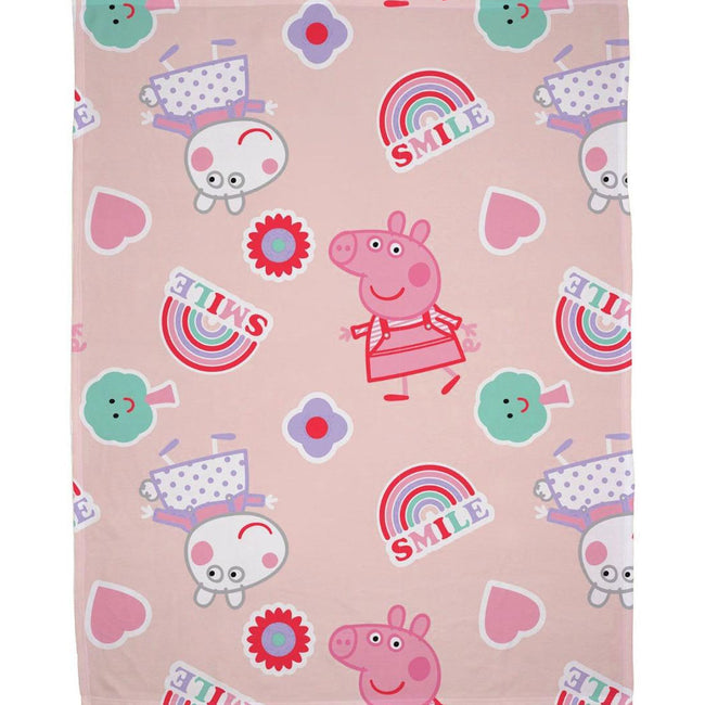 Pink-White - Front - Peppa Pig Fleece Icon Blanket