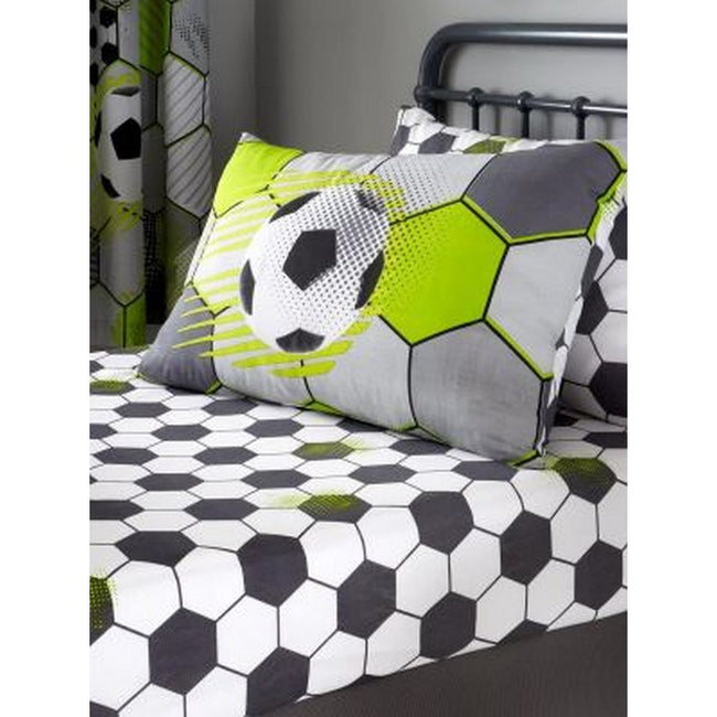 Neon Green-White-Black - Back - Football Stamp Duvet Set