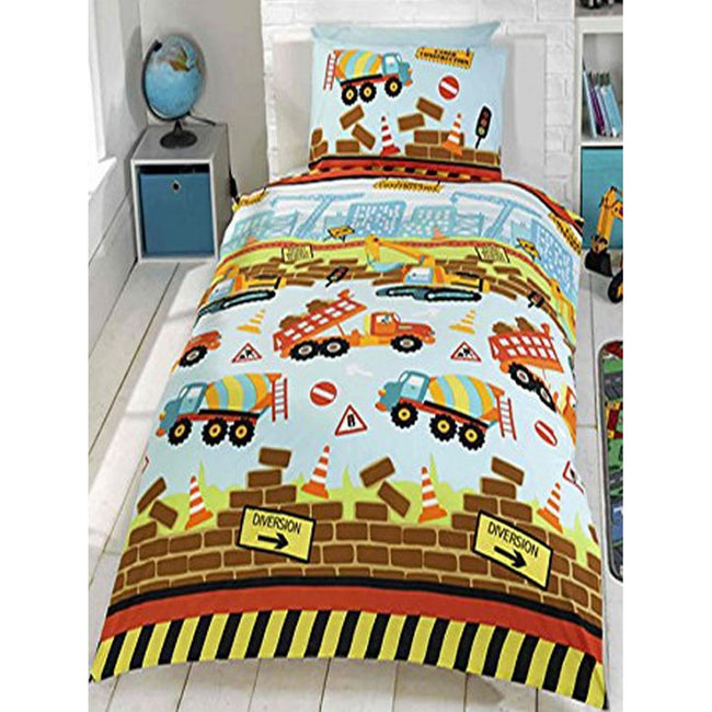 Multicolored - Side - Under Construction Duvet Set