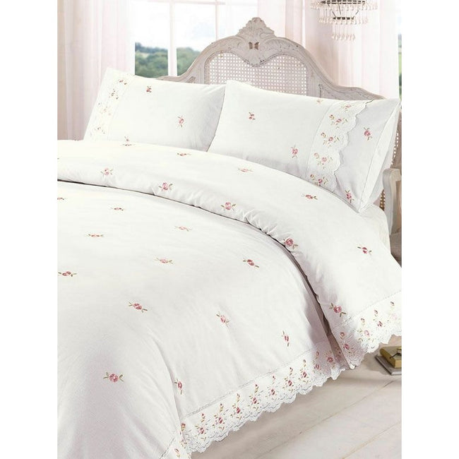 Cream-Pink - Front - Rapport Sophie Floral Duvet Set