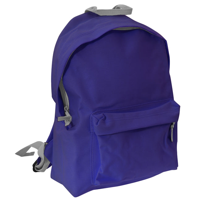 Purple-Light Grey - Front - Bagbase Junior Fashion Backpack - Rucksack (14 Liters)