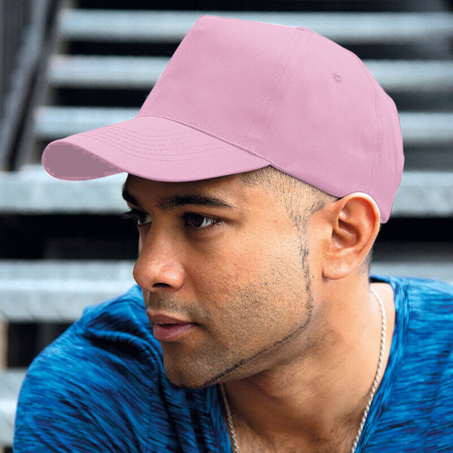 Pink - Back - Result Unisex Core Houston 5 Panel Printers Baseball Cap