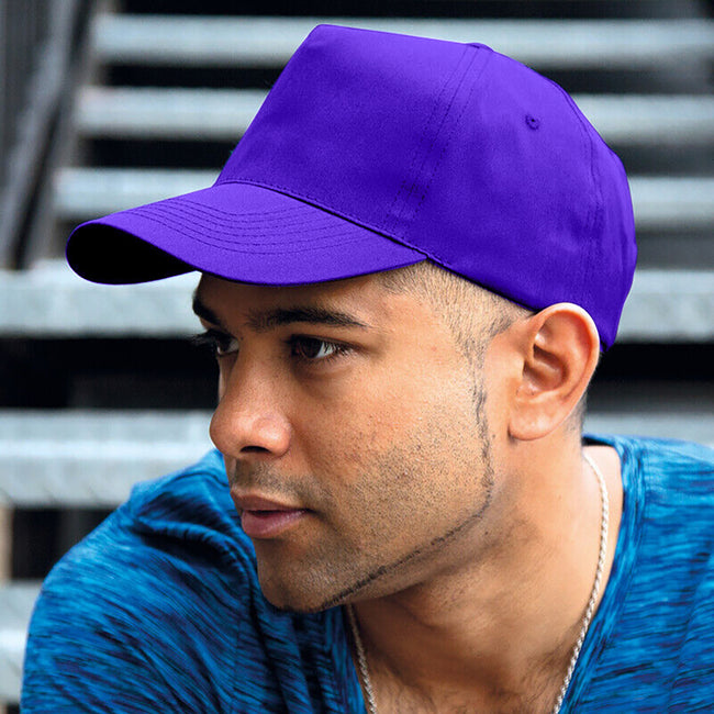 Purple - Back - Result Unisex Core Houston 5 Panel Printers Baseball Cap