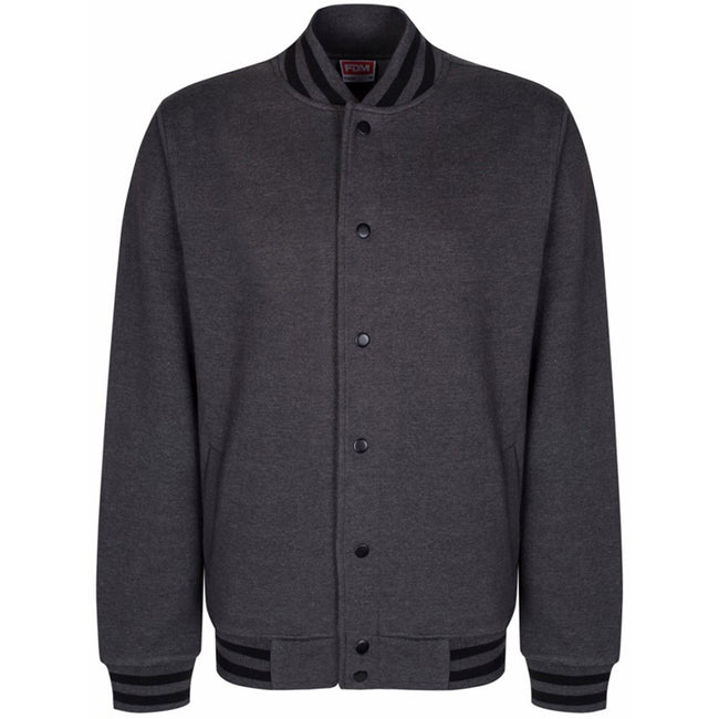 Charcoal-Black - Side - FDM Unisex Campus Varsity Jacket