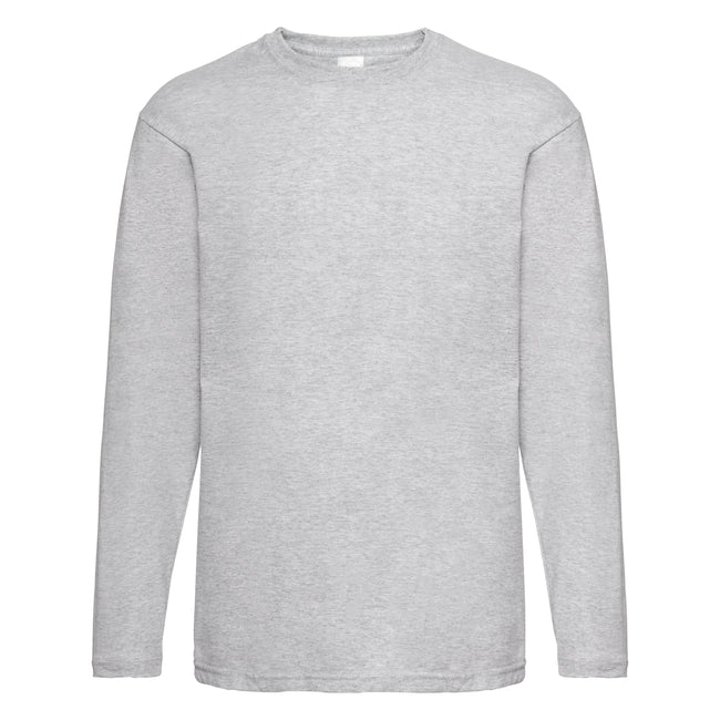 Gray Marl - Front - Mens Value Long Sleeve Casual T-Shirt