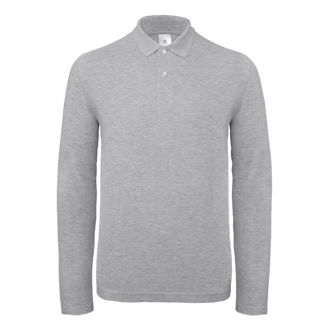 Taupe Gray - Front - B&C ID.001 Mens Long Sleeve Polo