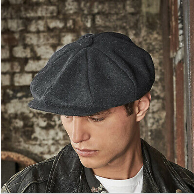 Charcoal Marl - Back - Beechfield® Melton Wool Baker Boy Cap