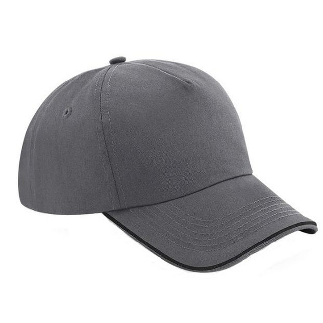 Graphite Gray-Black - Front - Beechfield Adults Unisex Authentic 5 Panel Piped Peak Cap