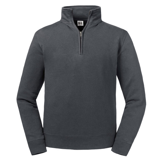Convoy Gray - Front - Russell Mens Authentic Quarter Zip Sweatshirt