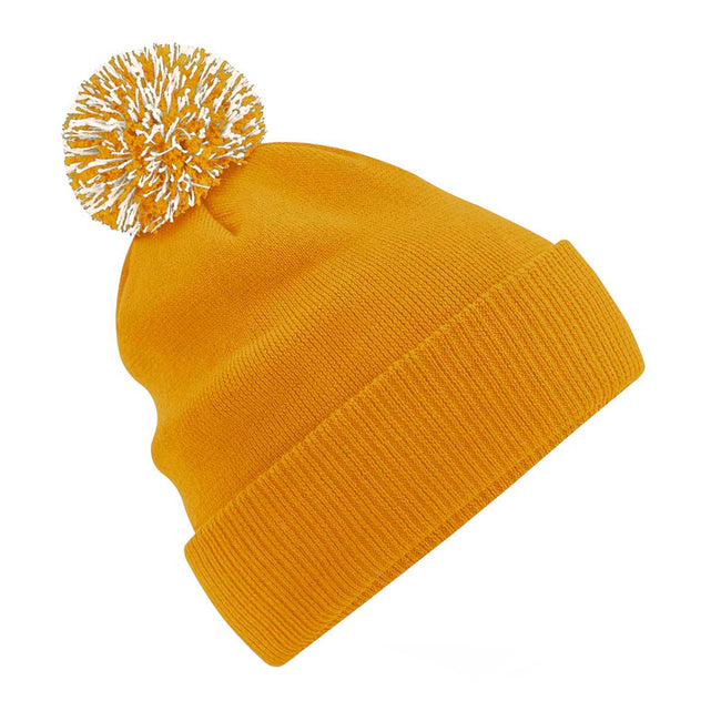 Mustard-Off White - Front - Beechfield Adults Unisex Snowstar Beanie