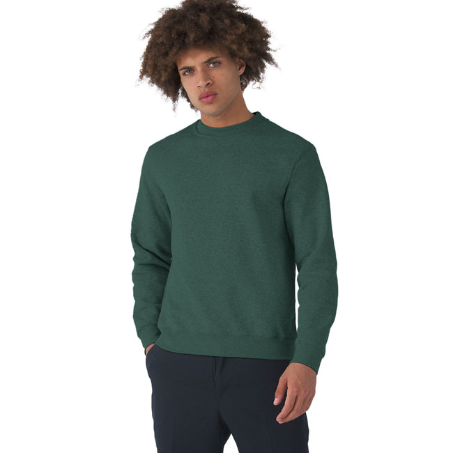 Heather Dark Graen - Back - B&C Mens Set In Sweatshirt