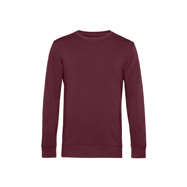Burgundy - Front - B&C Mens Crew Neck Sweat