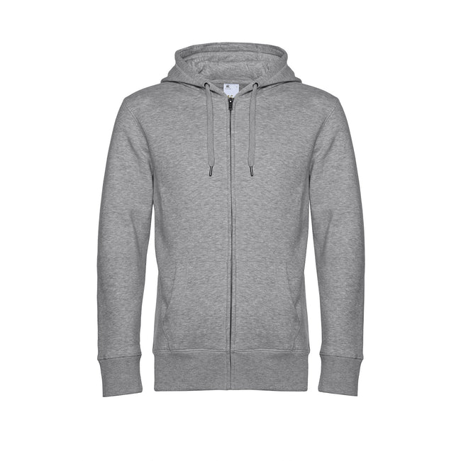 Heather Gray - Front - B&C Mens King Zipped Hooded Sweat