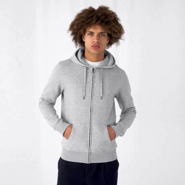 Heather Gray - Back - B&C Mens King Zipped Hooded Sweat