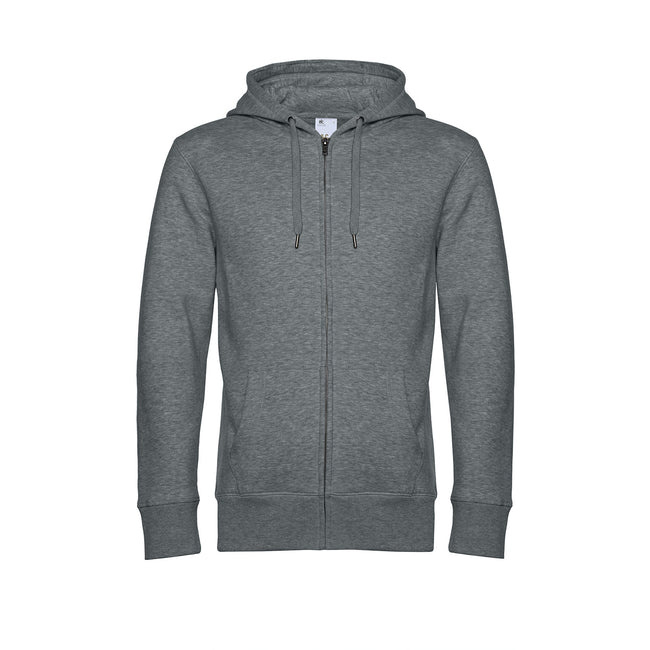 Heather Mid Gray - Front - B&C Mens King Zipped Hooded Sweat
