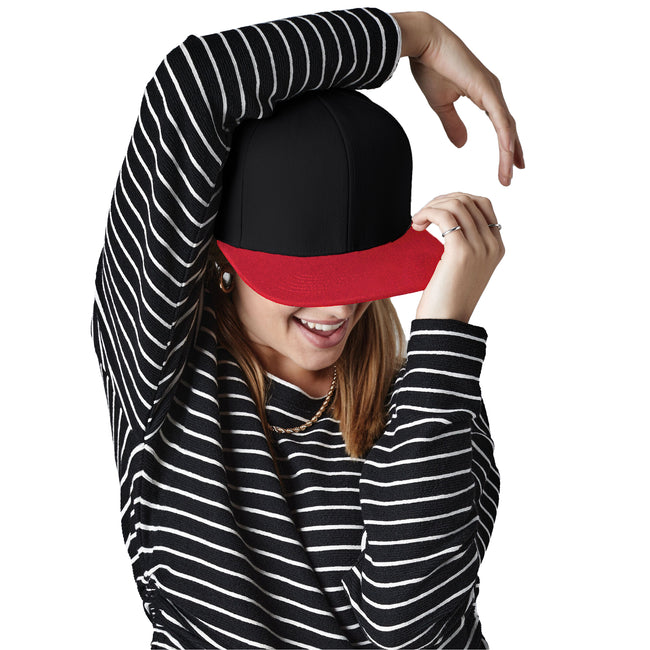 Black-Red - Back - Beechfield Unisex Adult Two Tone Baseball Cap