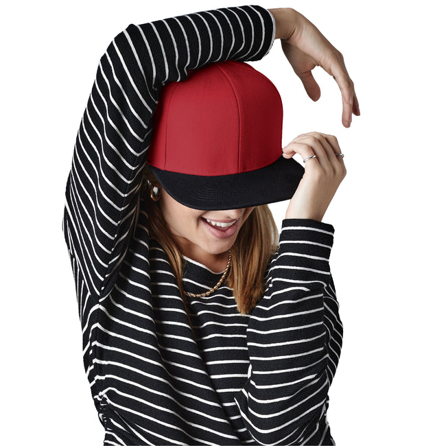 Red-Black - Back - Beechfield Unisex Adult Two Tone Baseball Cap