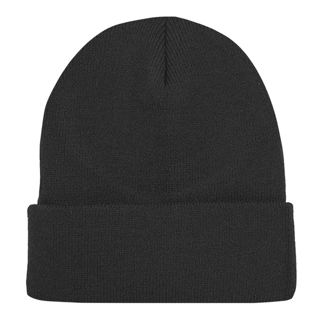 Black - Side - Beechfield Original Cotton Cuffed Beanie