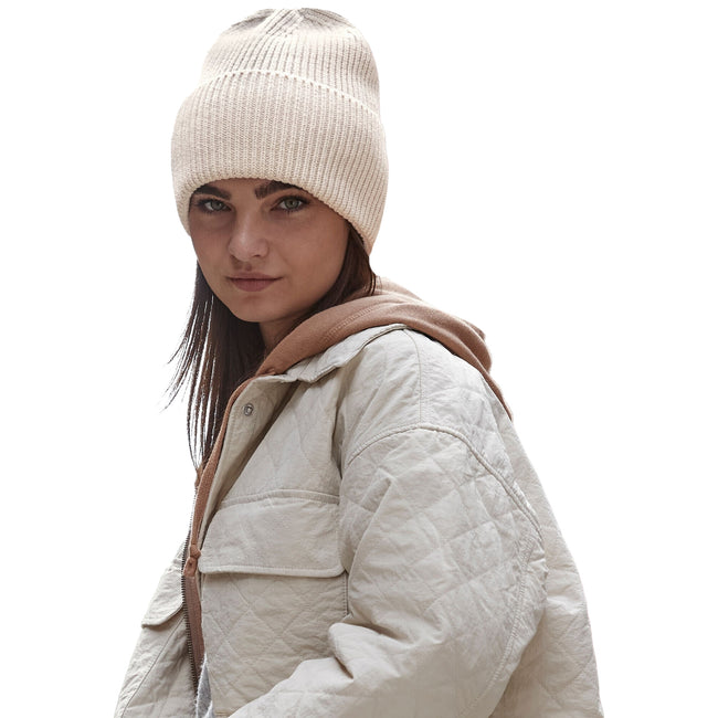 Oatmeal - Back - Beechfield Cuffed Oversized Beanie