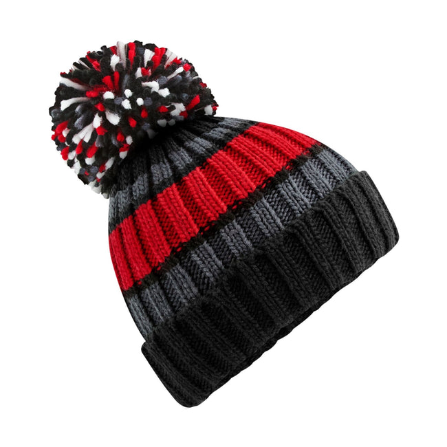 Black Cherry - Side - Beechfield Hygge Striped Beanie