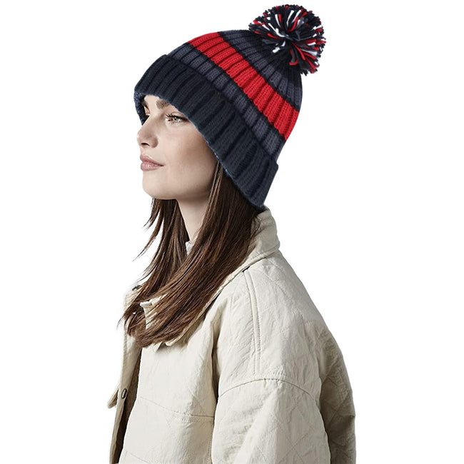 Black Cherry - Lifestyle - Beechfield Hygge Striped Beanie