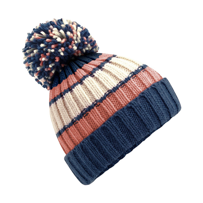Marshmallow Sundae - Front - Beechfield Hygge Striped Beanie