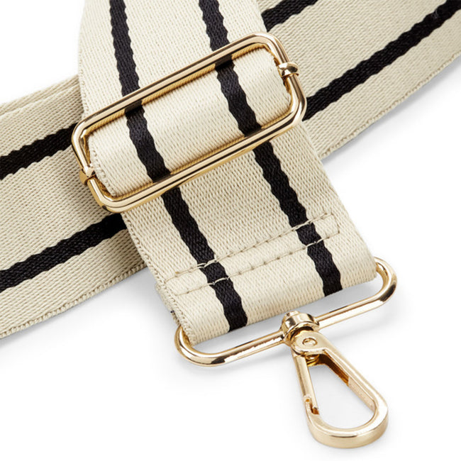 Oyster-Black - Side - Bagbase Boutique Striped Adjustable Bag Strap