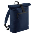 Navy Blue - Front - Bagbase Roll Top Recycled Knapsack