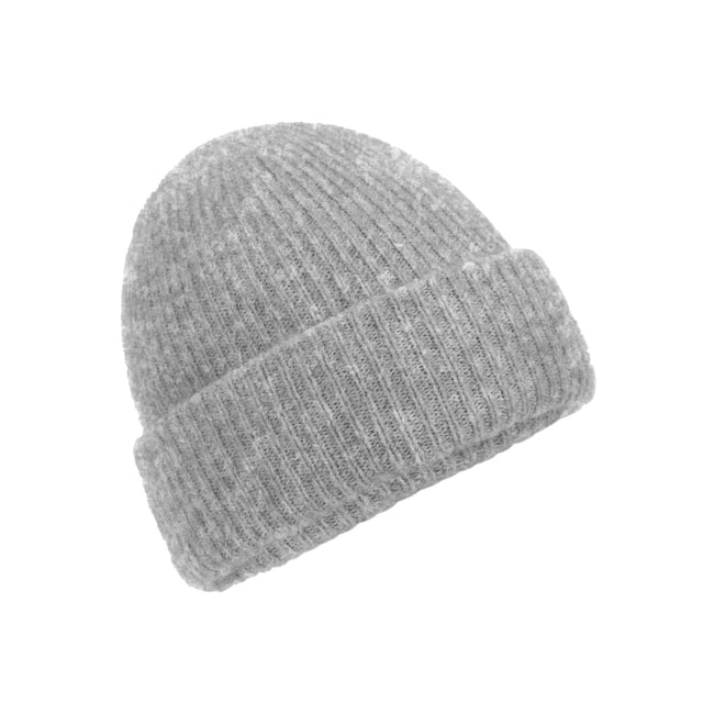 Grey Marl - Front - Beechfield Unisex Adult Ribbed Beanie