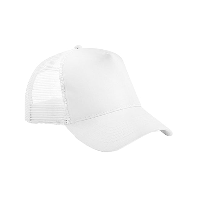 White - Front - Beechfield Childrens-Kids Snapback Trucker Cap