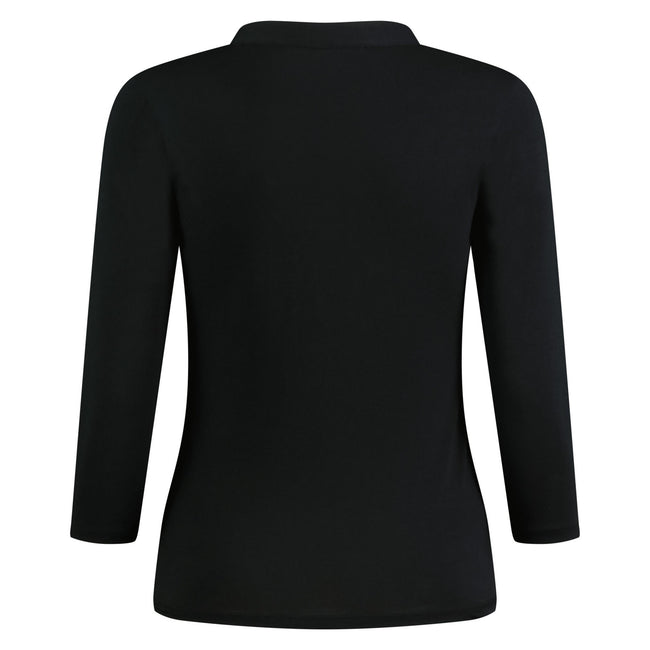 Black - Back - Kustom Kit Womens-Ladies Mandarin Collar Regular Top