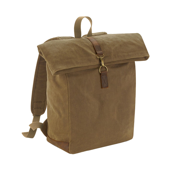 Desert Sand - Front - Quadra Heritage Leather Accents Knapsack