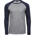 Gray-Navy - Front - Tee Jay Mens Heather Baseball T-Shirt