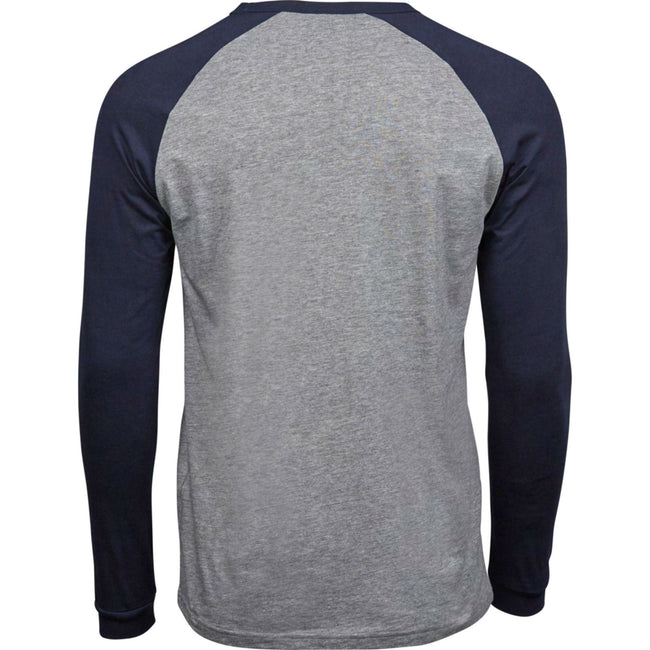 Gray-Navy - Back - Tee Jay Mens Heather Baseball T-Shirt