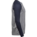Gray-Navy - Side - Tee Jay Mens Heather Baseball T-Shirt