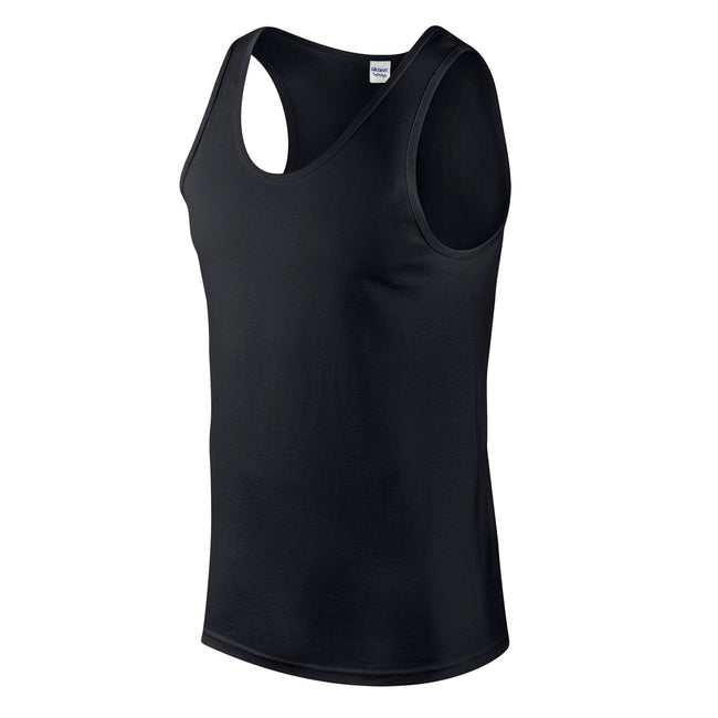 Black - Front - Gildan Mens Softstyle Plain Tank Top