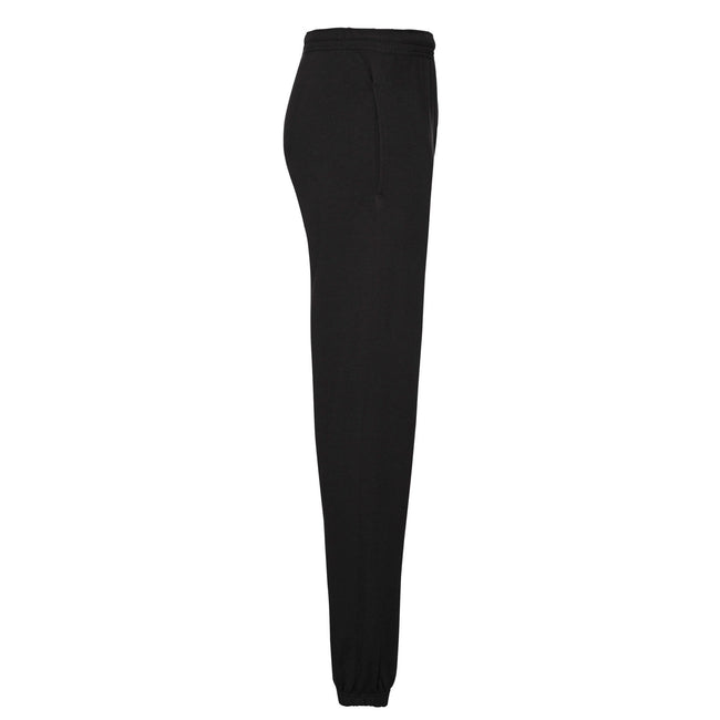 Black - Side - Fruit of the Loom Mens Elasticated Cuff Sweatpants