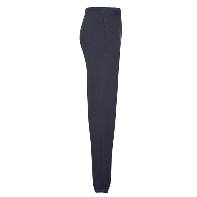 Deep Navy - Side - Fruit of the Loom Mens Elasticated Cuff Sweatpants