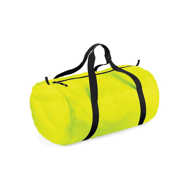 Fluorescent Yellow-Black - Front - Bagbase Barrel Packaway Duffle Bag