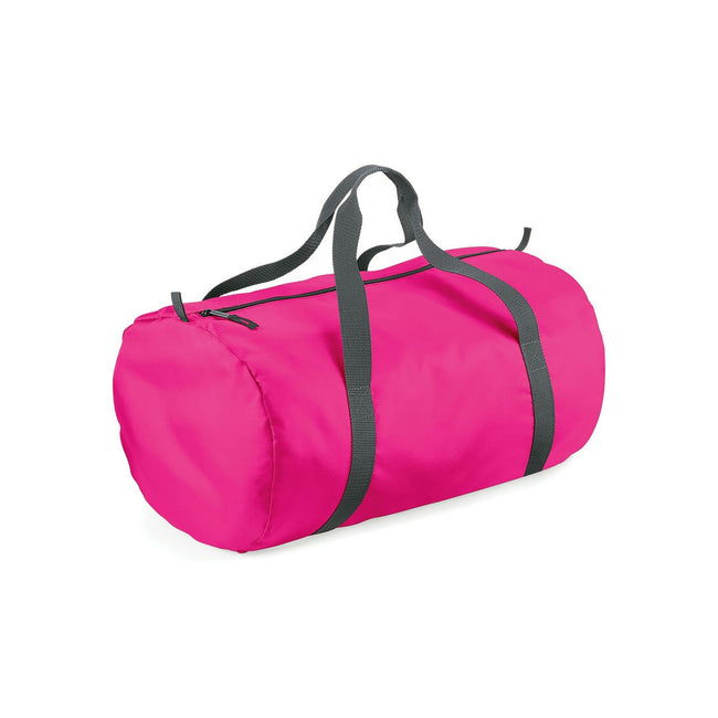 Fuchsia - Front - Bagbase Barrel Packaway Duffle Bag